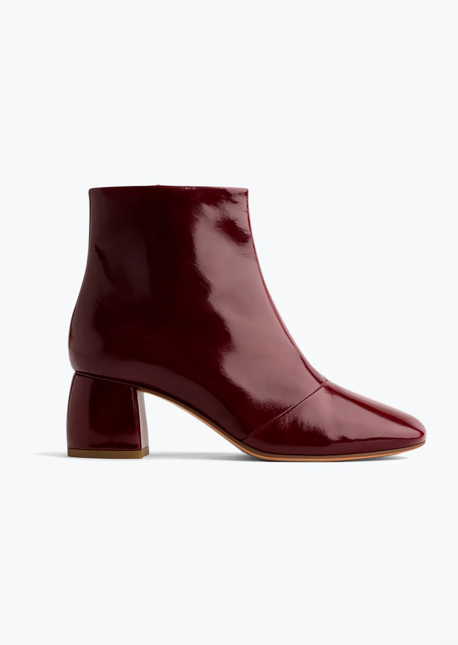 Patent Leather Ankle Boots in Rubis
