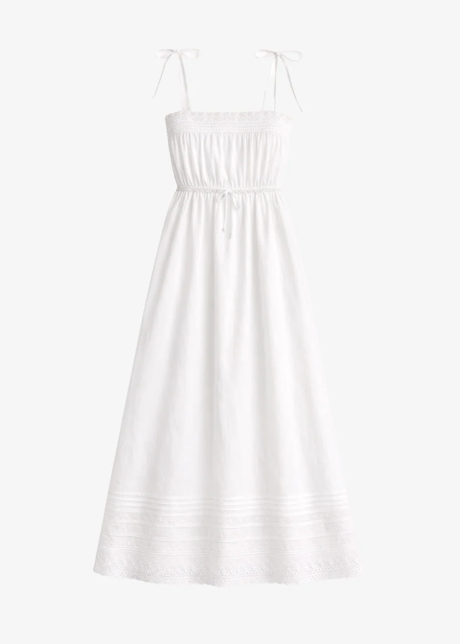 Petra White Embroidered Cotton Dress