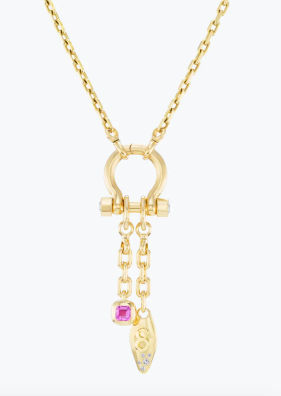Pink Sapphire Carriage Drop Charm - Image 2