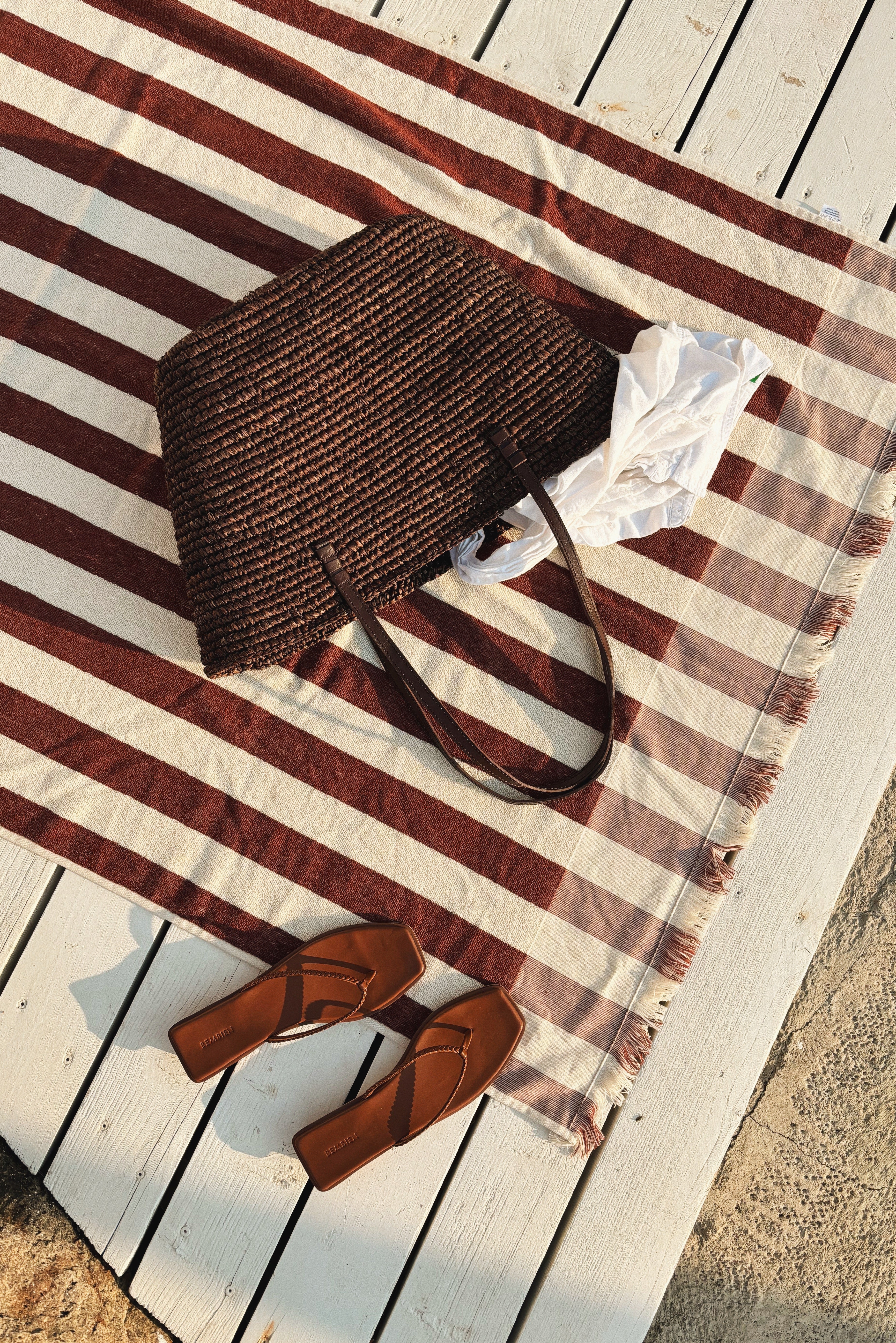 Plage Towel in Brown Stripe - Image 2