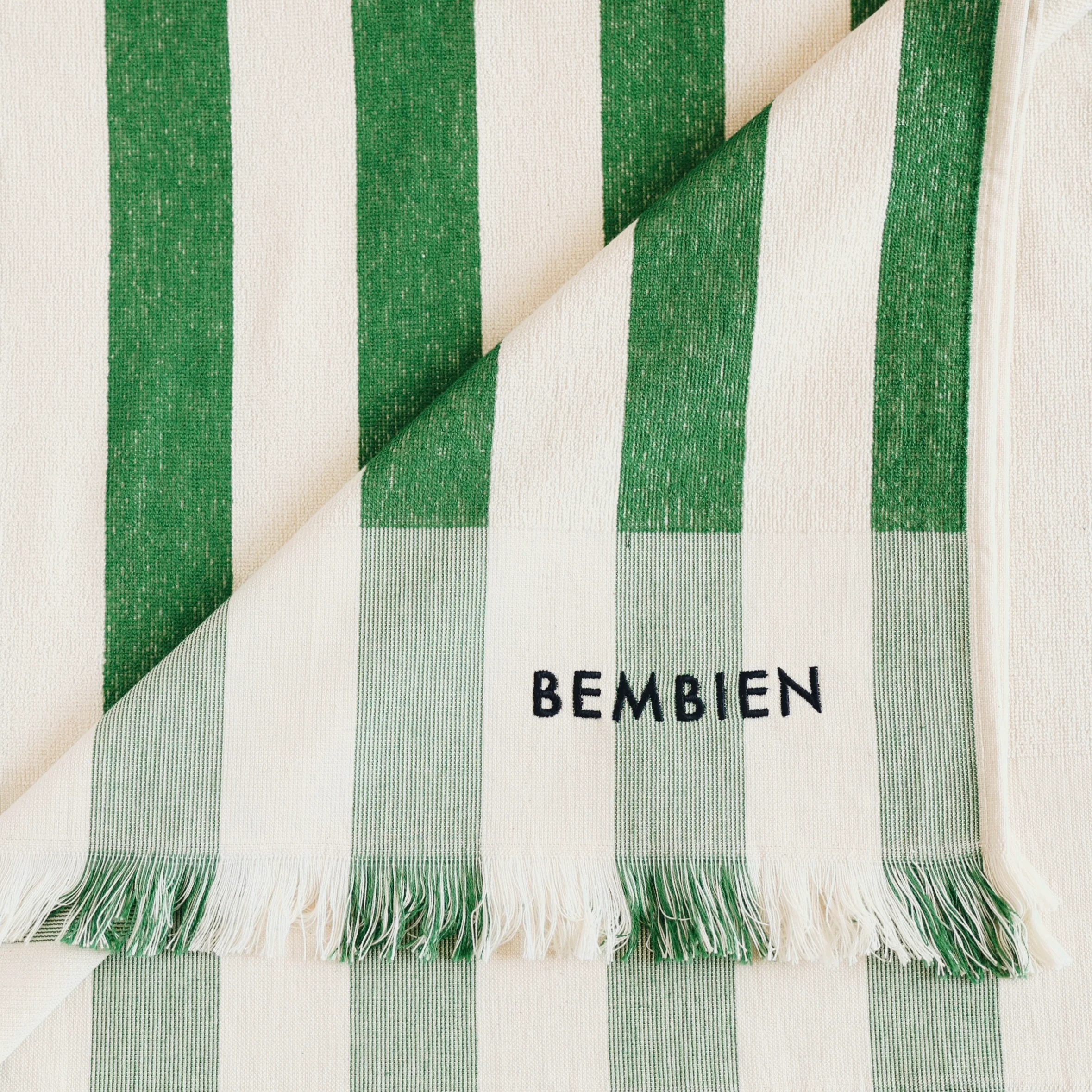 Plage Towel in Green Stripe