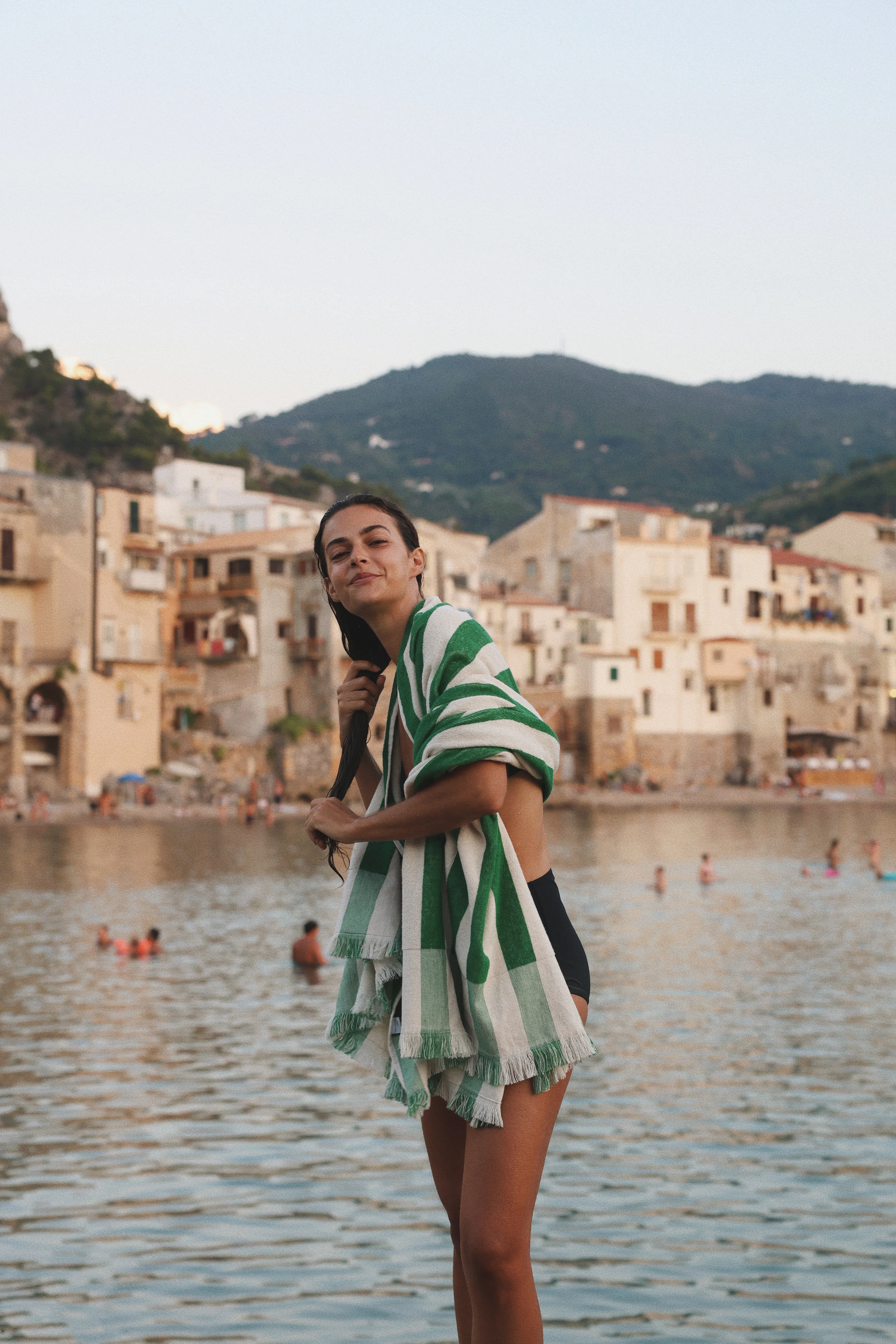 Plage Towel in Green Stripe - Image 2