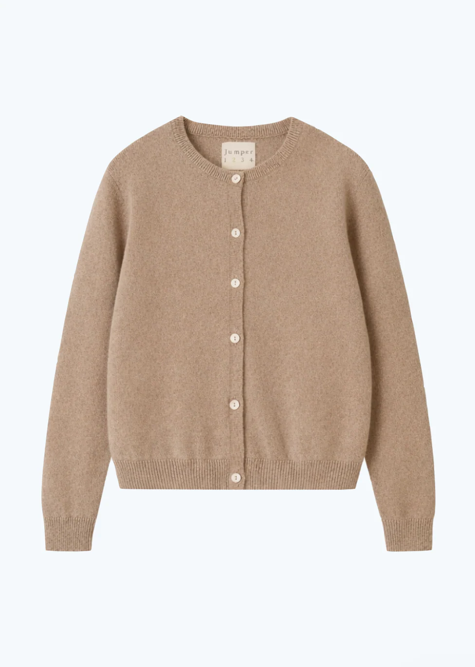 Plain Crew Cashmere Cardigan in Light Brown