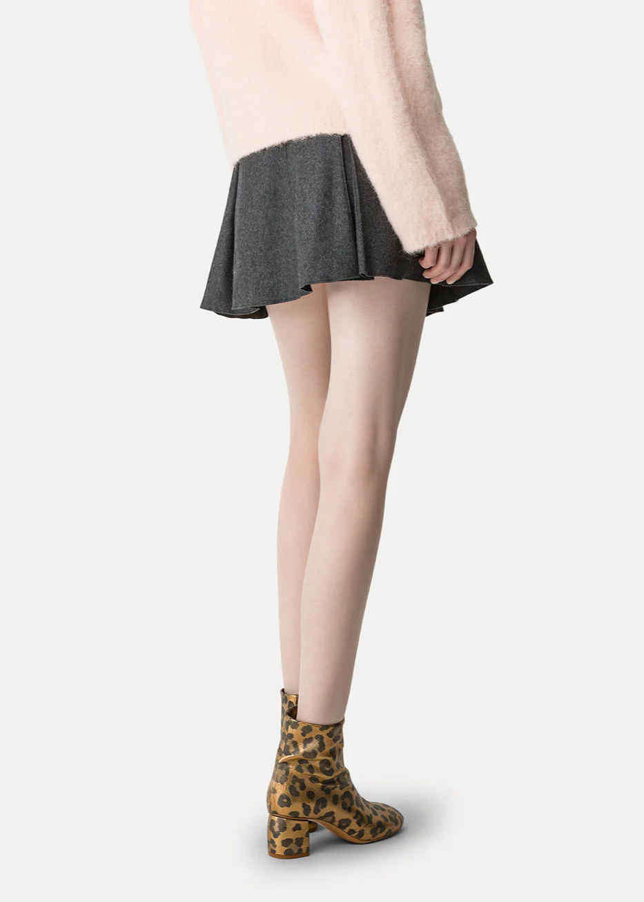Pleated Wool Mini Skirt - Image 4