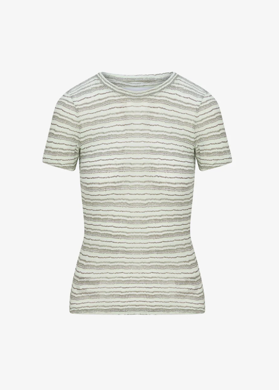 Pointelle Baby Tee in Pistachio Stripe