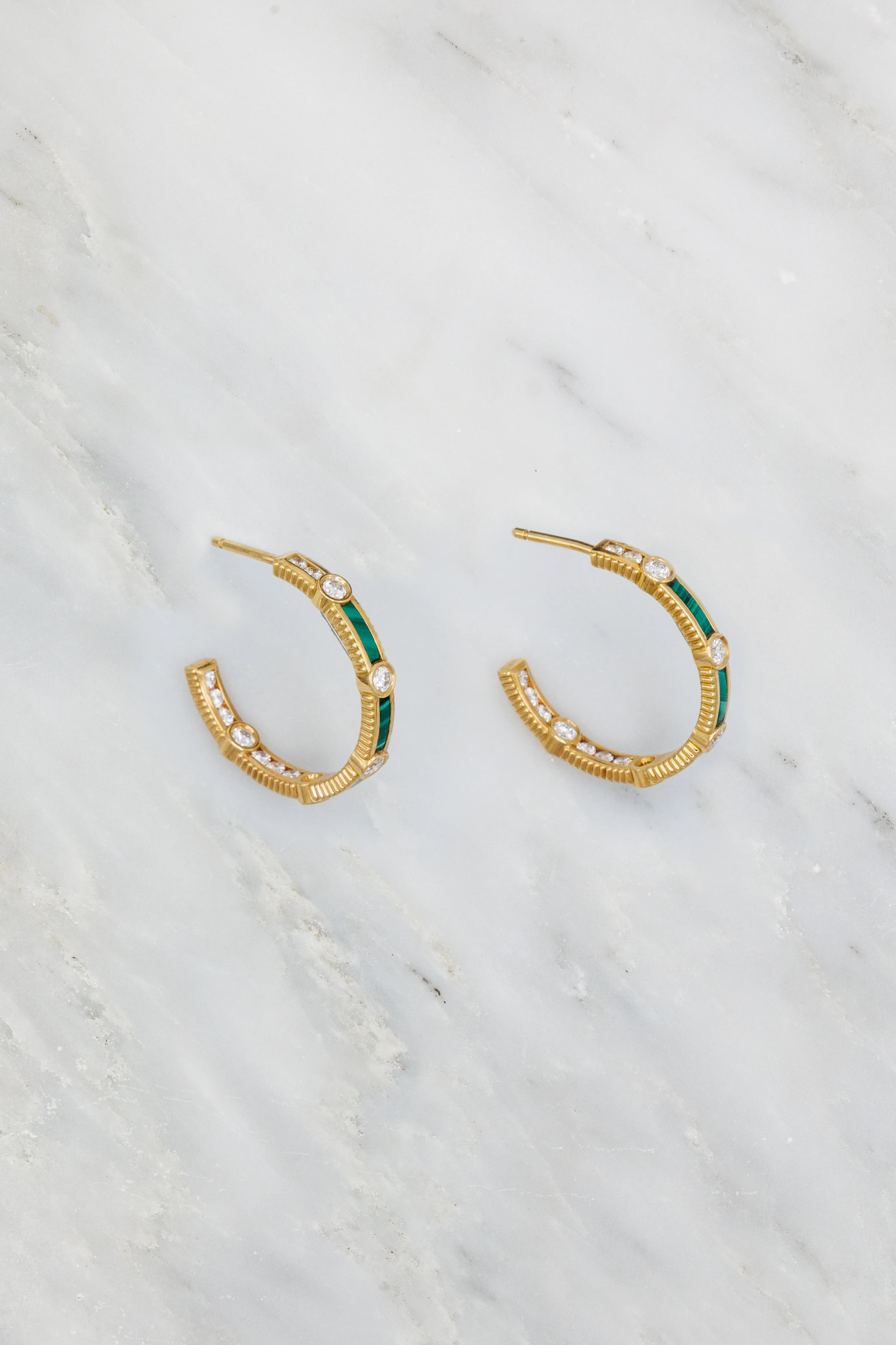 Rayon Hoops with Diamonds and Malachite