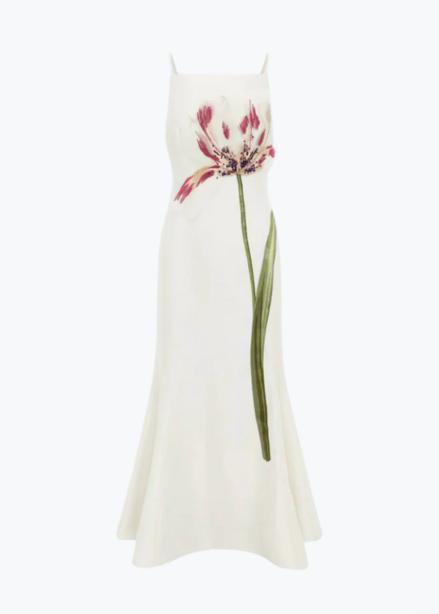 Regina Embellished Wool Blend Midi Dress