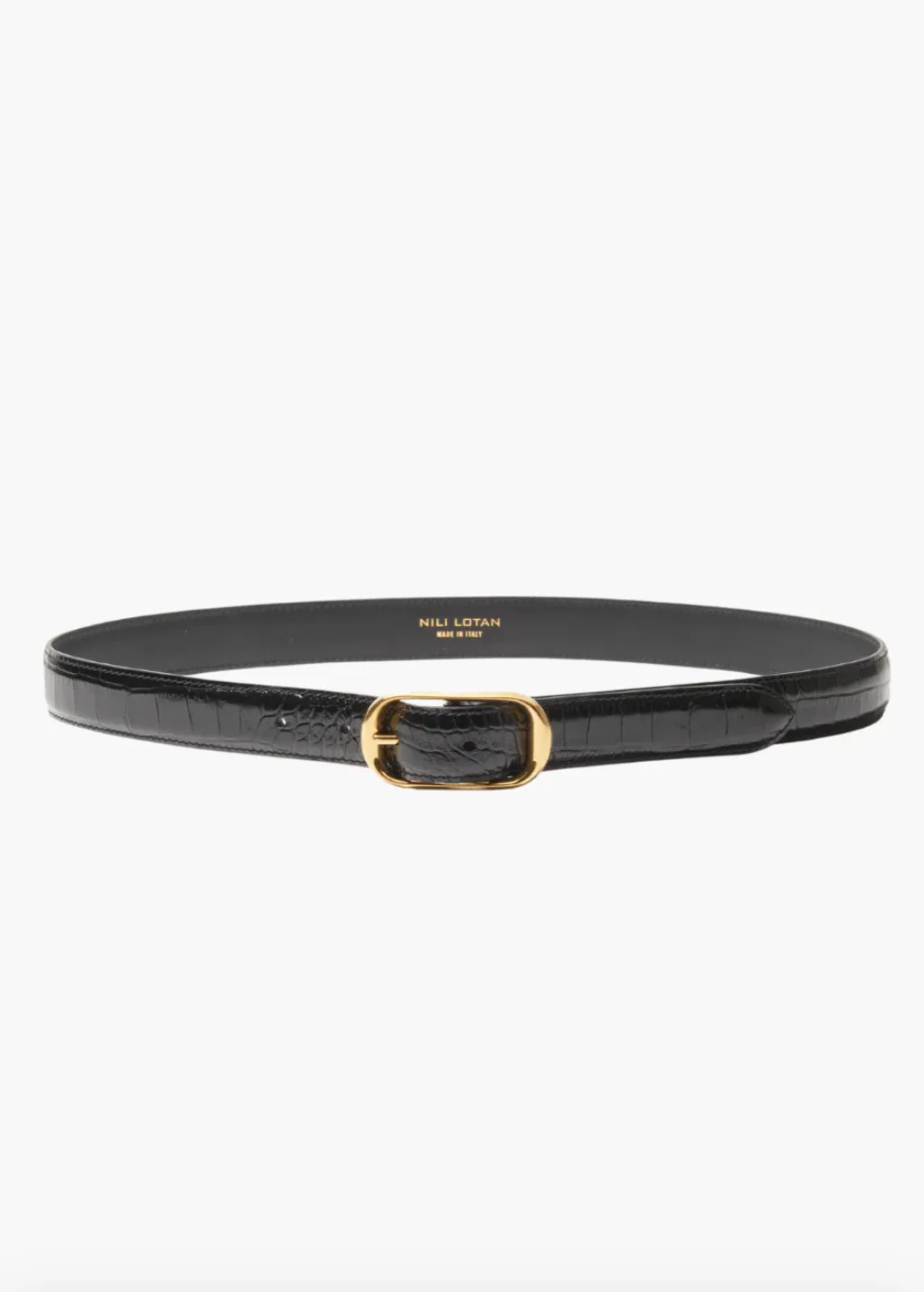 Reine Embossed Croc Belt in Black