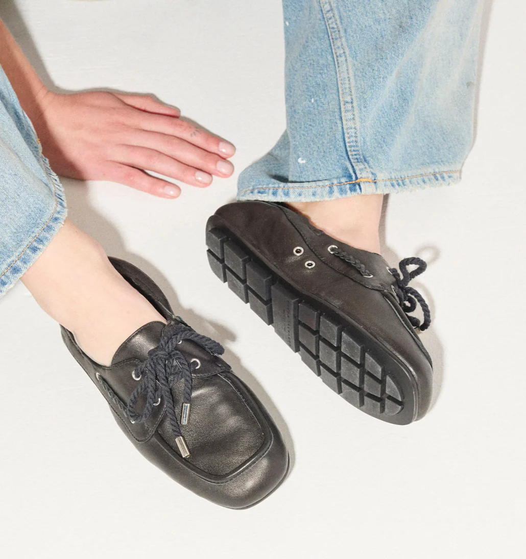 Ria Soft Boat Shoe in Black - Image 2