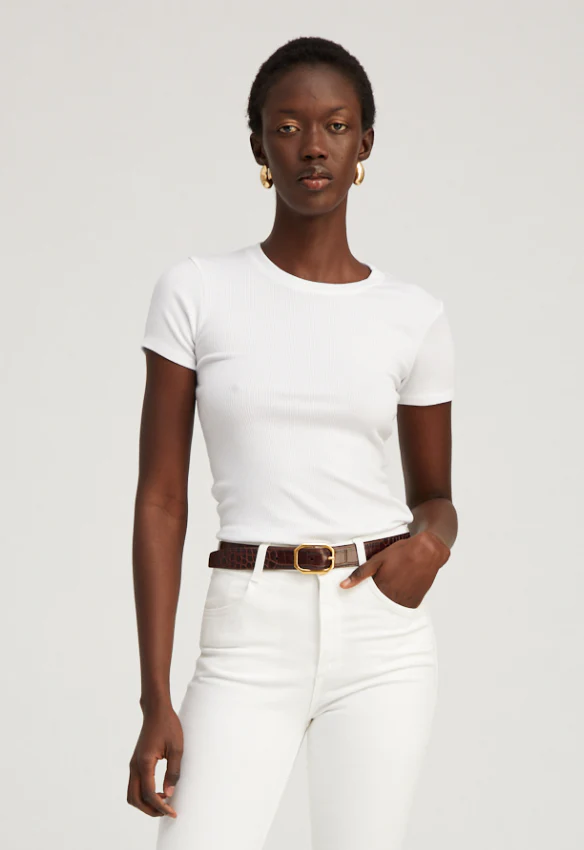 Rib Baby Tee in White