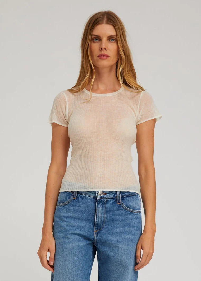 Tissue Ribbed Baby Tee in Ivory - Image 2