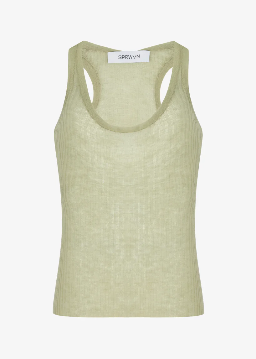 Tissue Scoop Neck Tank in Pistachio