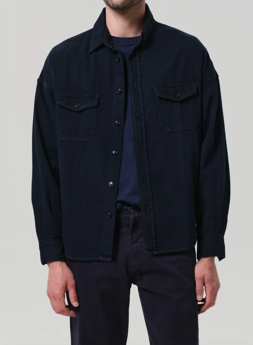 Shigoto Shirt Jacket in Dark Indigo - Image 2