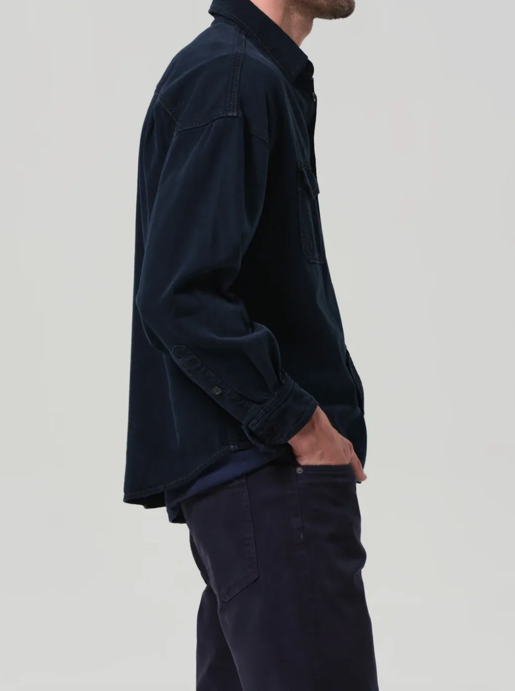 Shigoto Shirt Jacket in Dark Indigo - Image 4