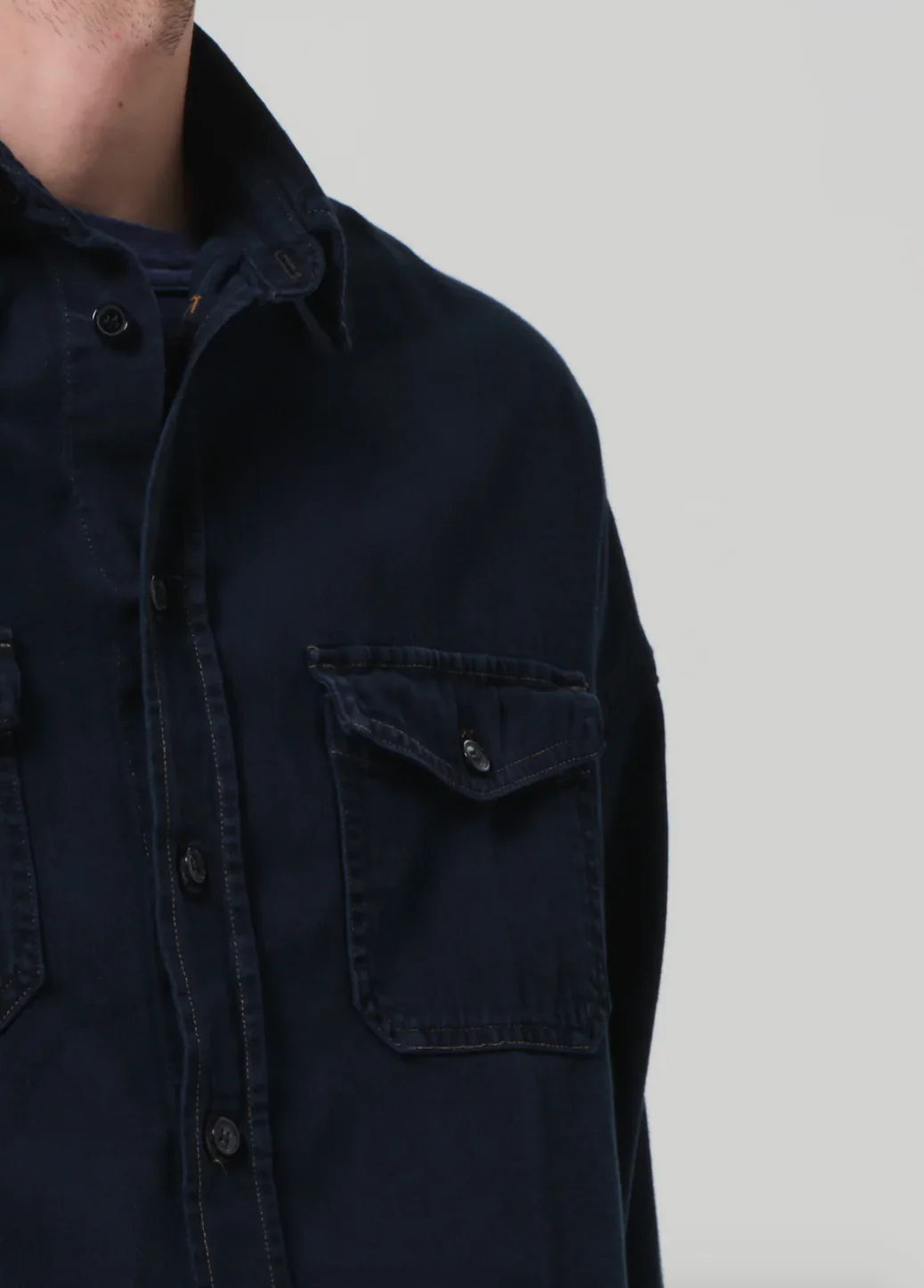 Shigoto Shirt Jacket in Dark Indigo - Image 5