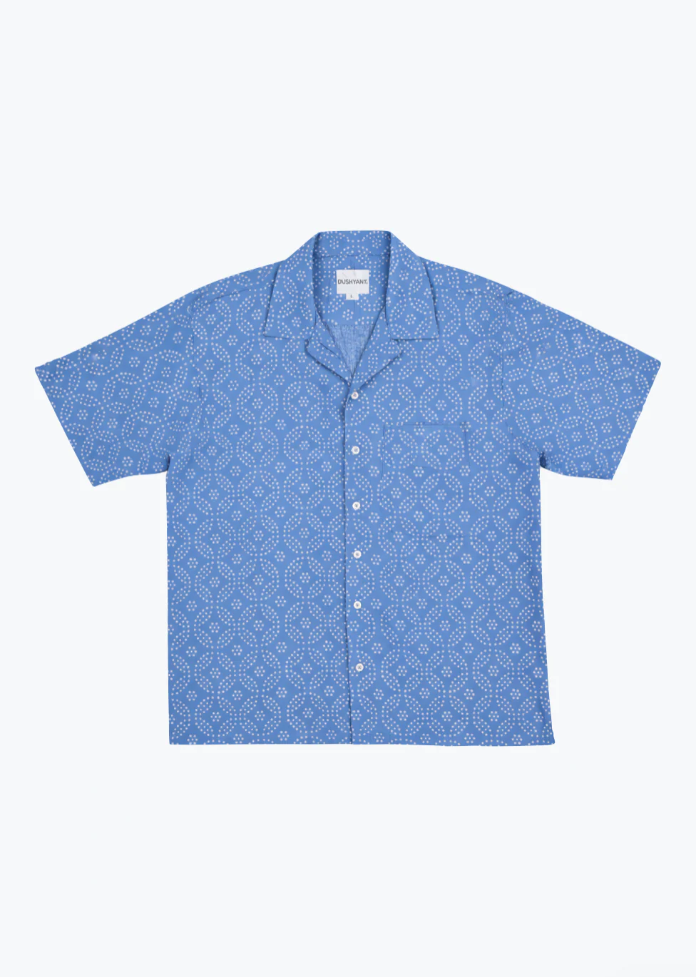'The Don' Short Sleeve Camp Collar Shirt in Blue