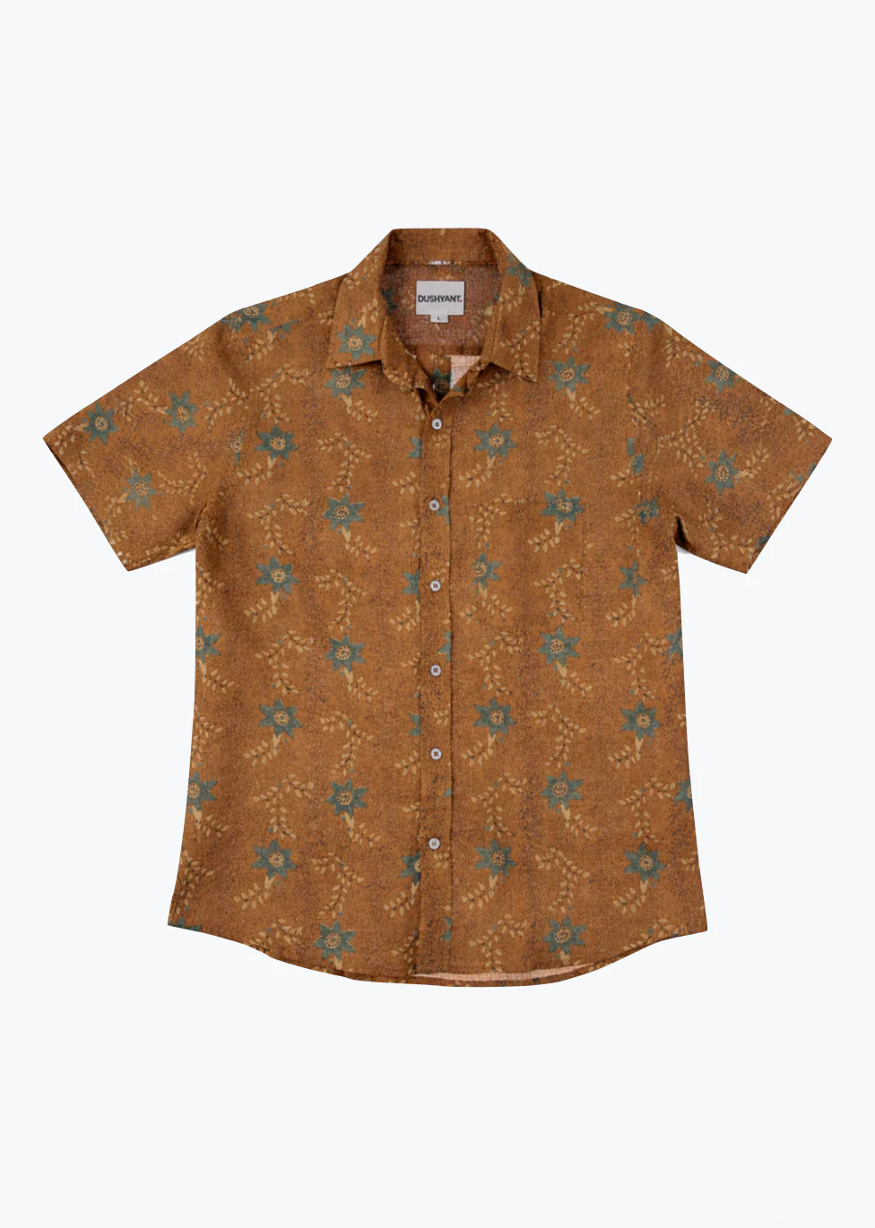 'The Folk' Short Sleeve Pocket Shirt in Mustard Floral