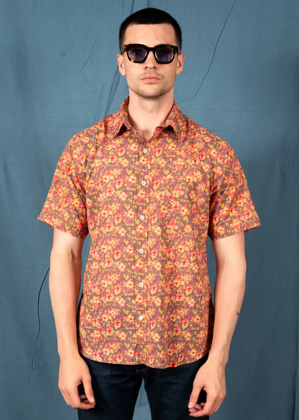 'The Folk' Short Sleeve Pocket Shirt in Pink Pastel Floral - Image 2