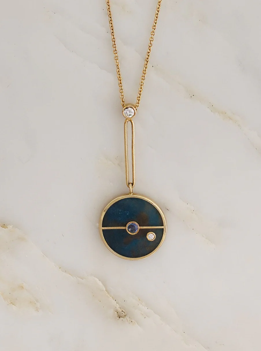 Signature Compass Necklace with Trolleite and Tanzanite