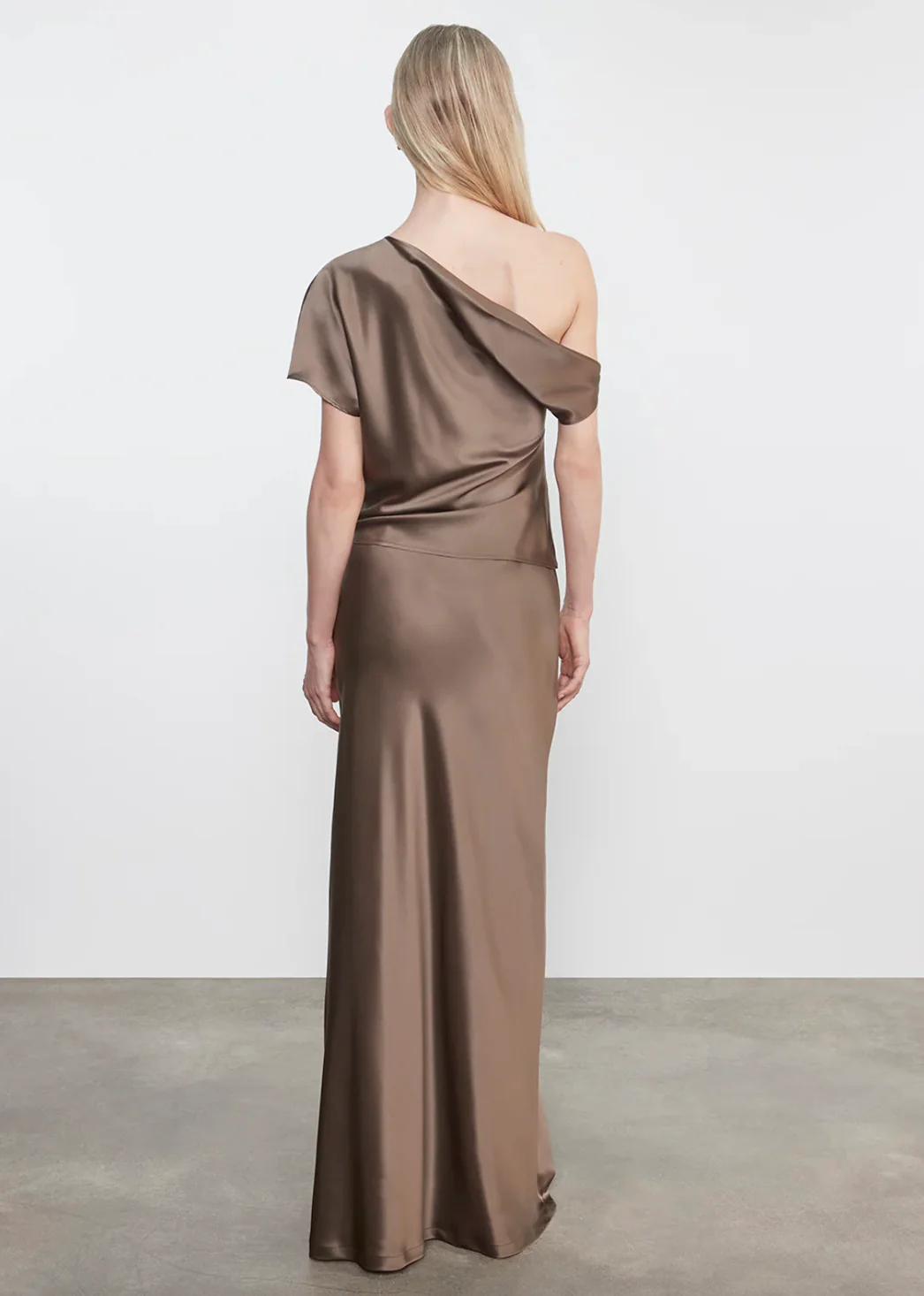 Silk Full Length Skirt in Mushroom - Image 3