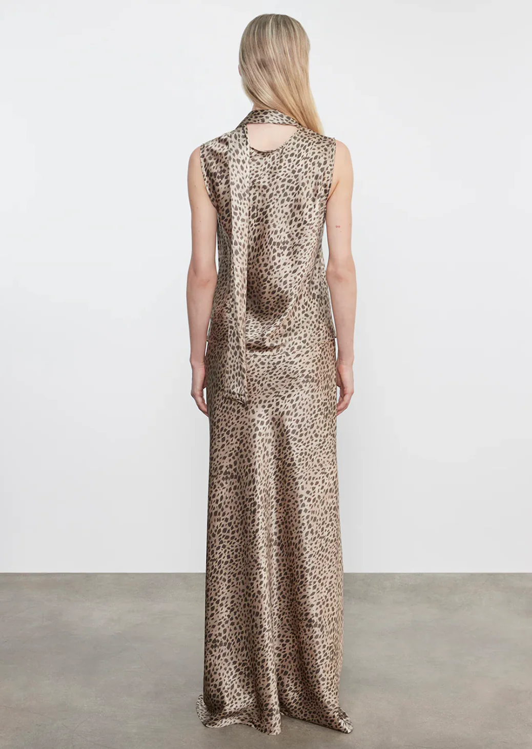 Silk Satin Full Length Skirt in Cheetah - Image 3