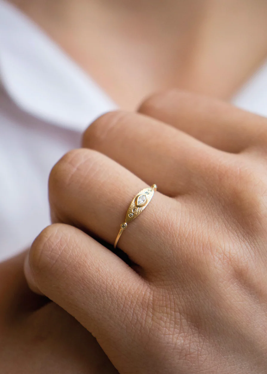 Small Sun Eye Diamond Ring - Image 2