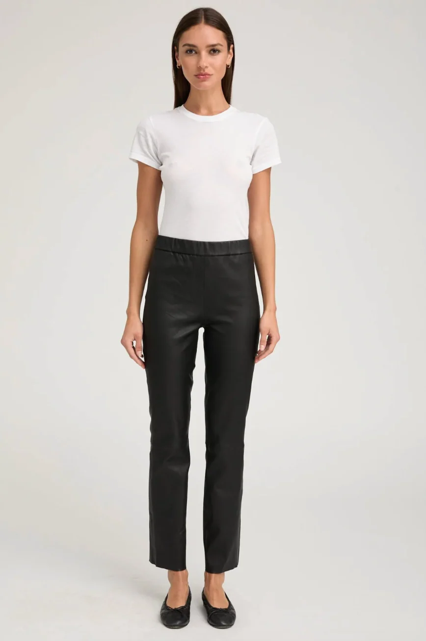 Sophia Pull On Leather Legging in Black - Image 2