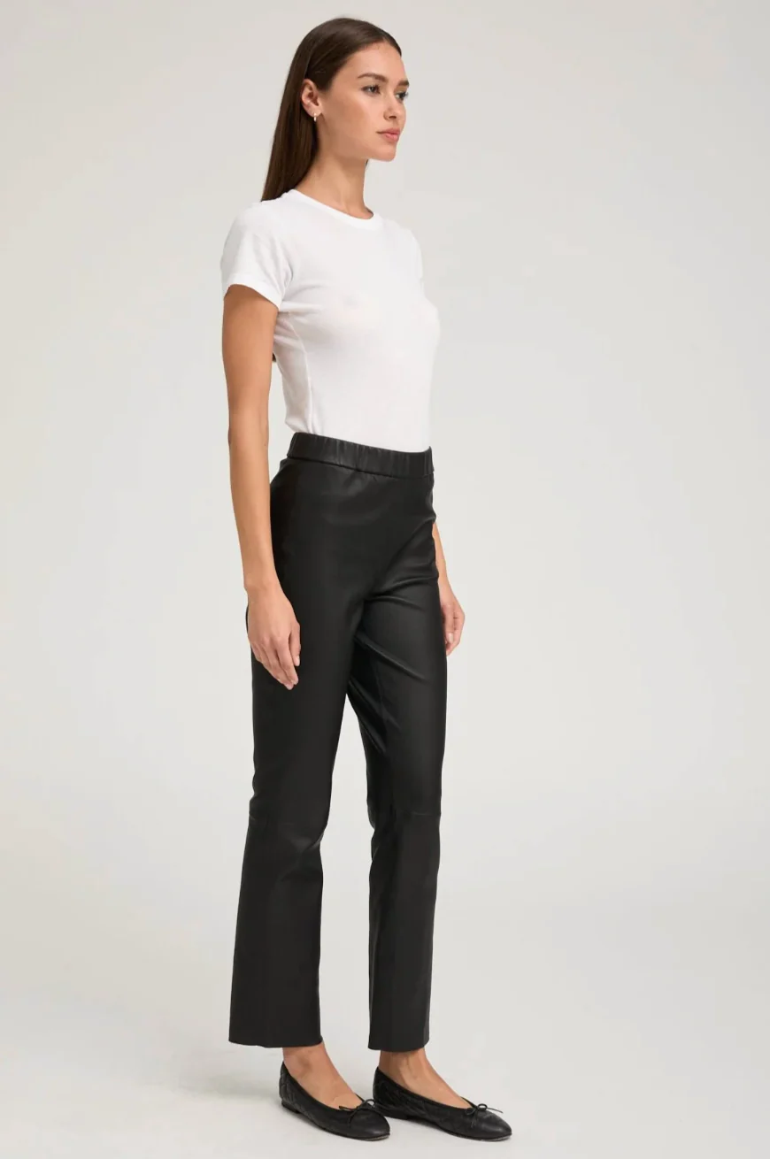 Sophia Pull On Leather Legging in Black - Image 3