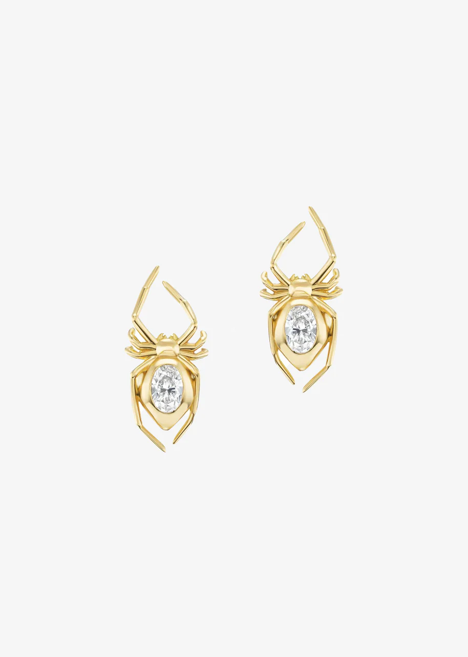 Spider Earring Solitare Oval Diamond