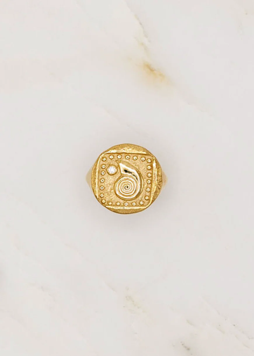 Spiral Seashell Coin Ring