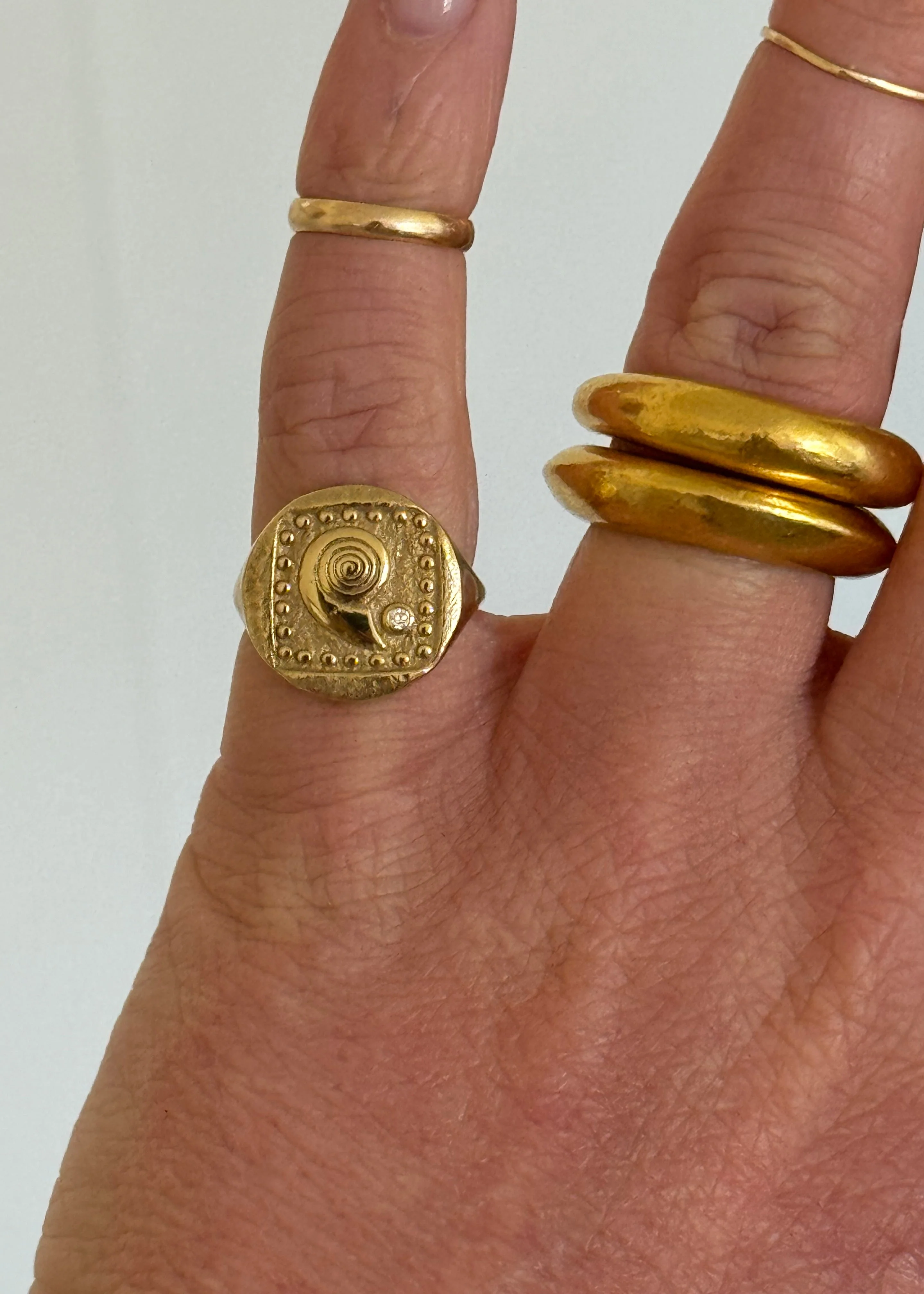 Spiral Seashell Coin Ring - Image 2