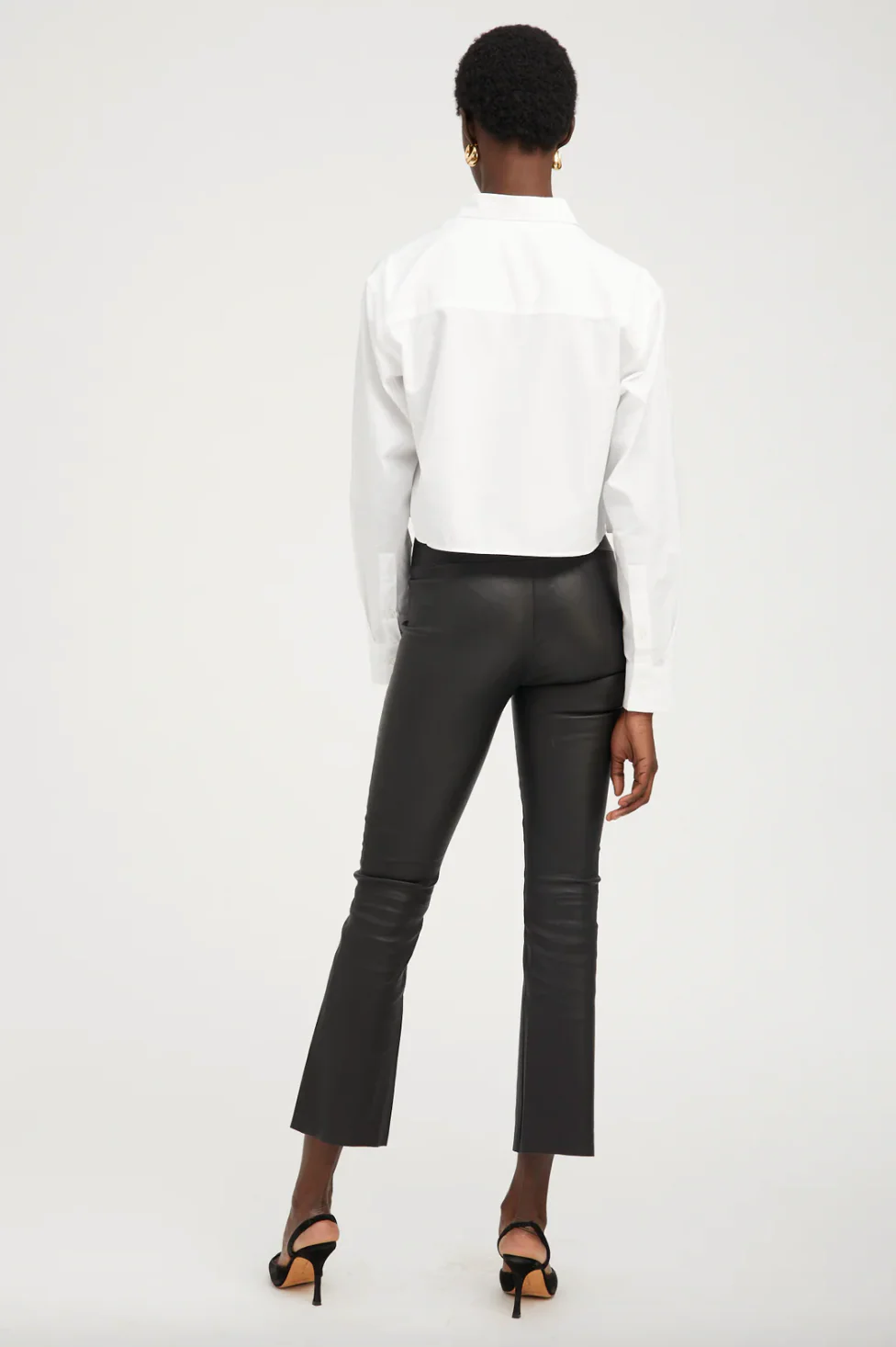Ankle Flare Leather Pants in Black - Image 3