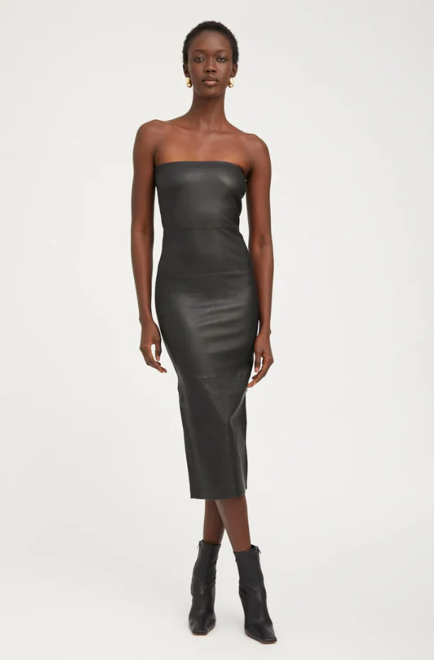 Leather Tube Dress in Black