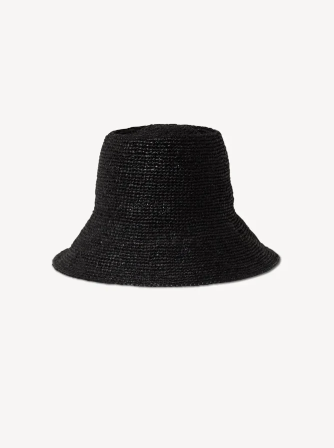 The Felix Raffia Bucket Hat in Black
