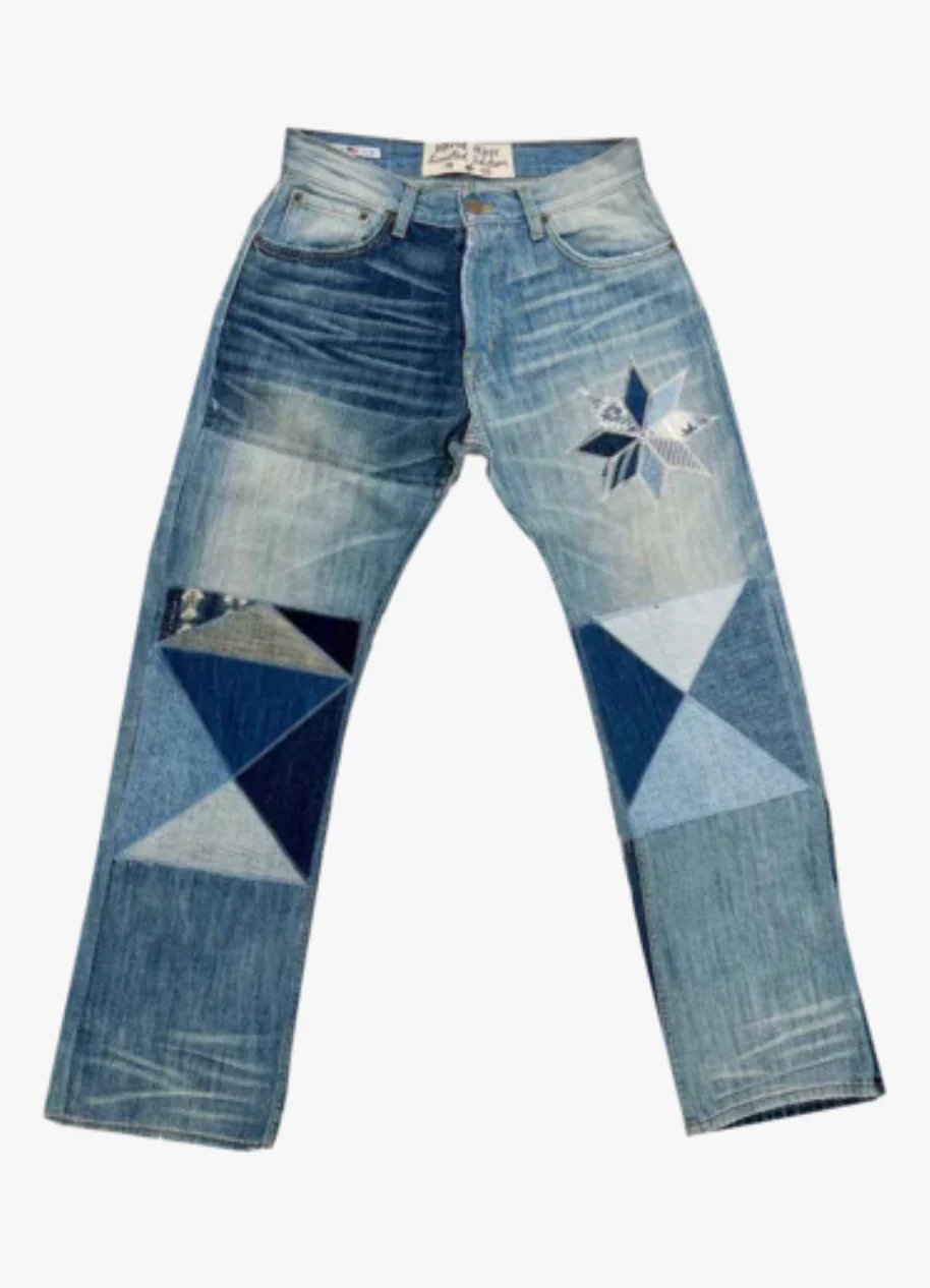 Dad Straight Leg Quilted Jeans