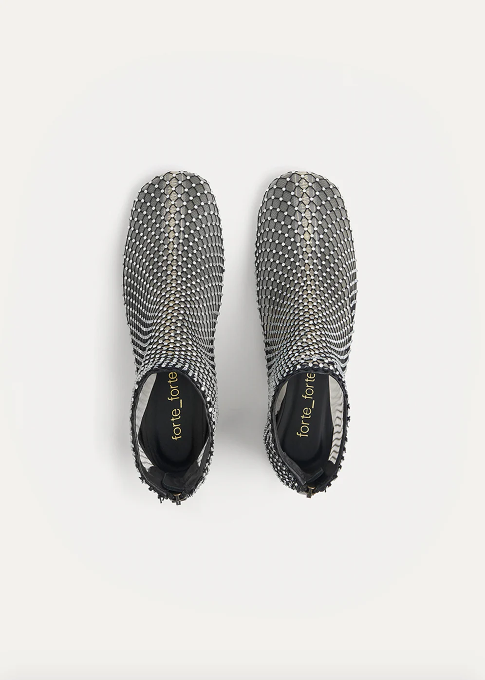 Diamanté Strass Mesh Ankle Boots in Nero - Image 3