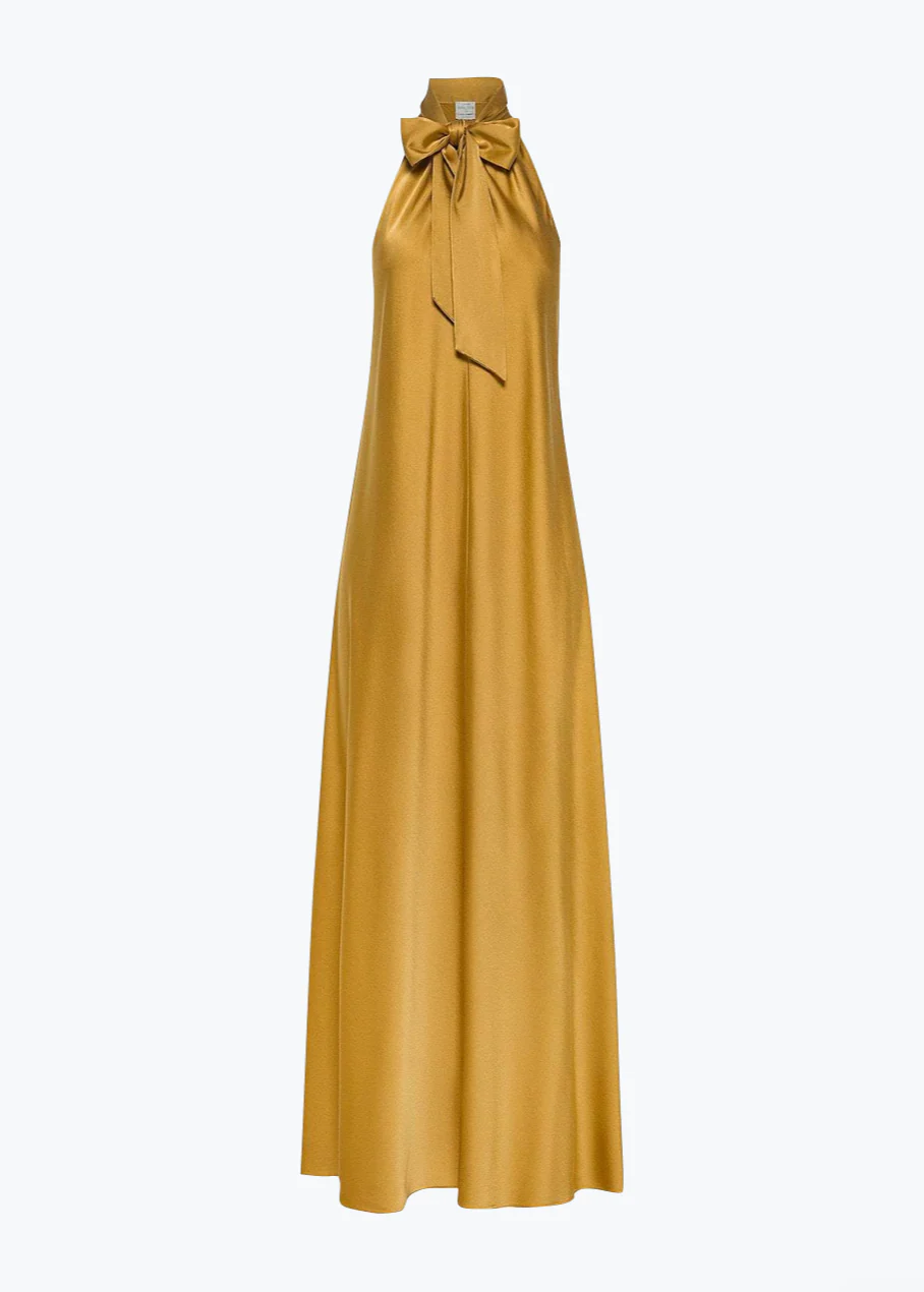 Stretch Silk Satin Bow Tie Dress