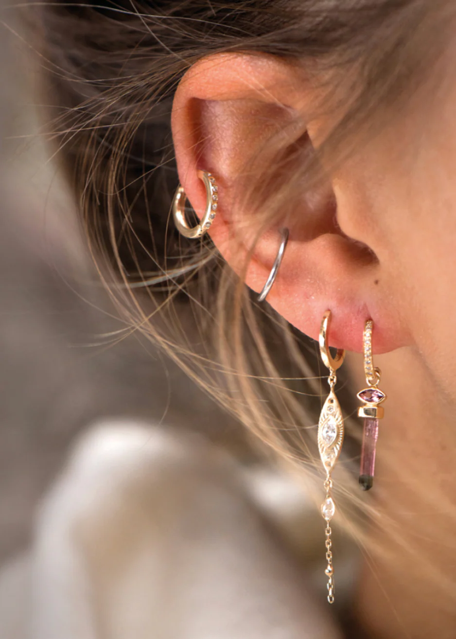 Sun Eye Chain Hoop (Single Earring) - Image 2