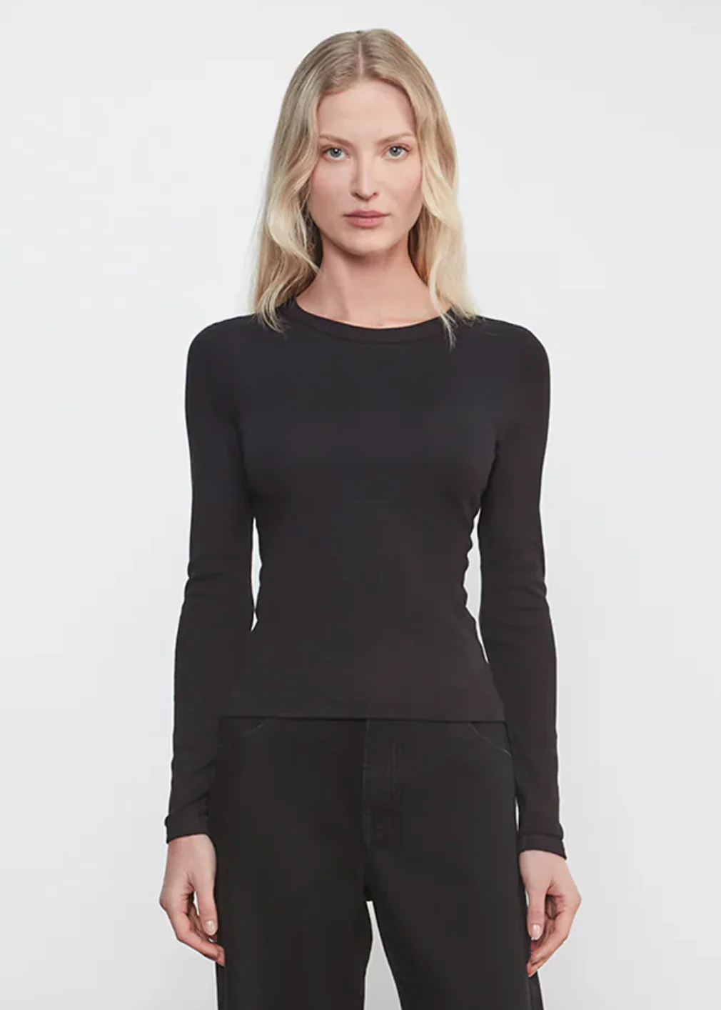 Supima Cotton Long Sleeve Tee in Black