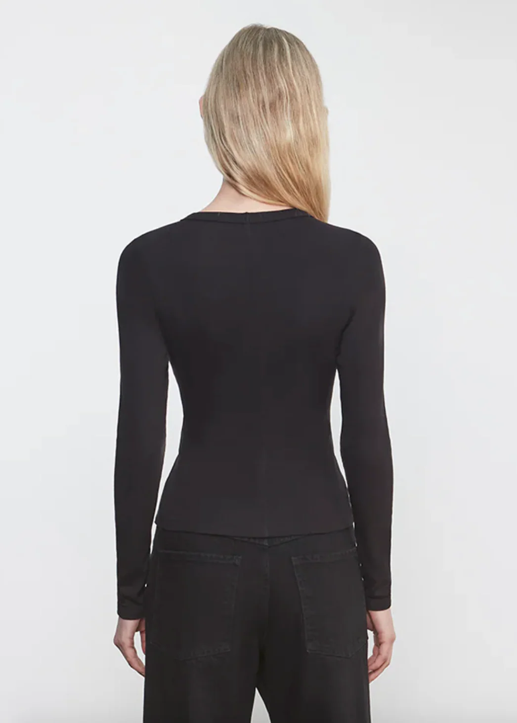 Supima Cotton Long Sleeve Tee in Black - Image 3