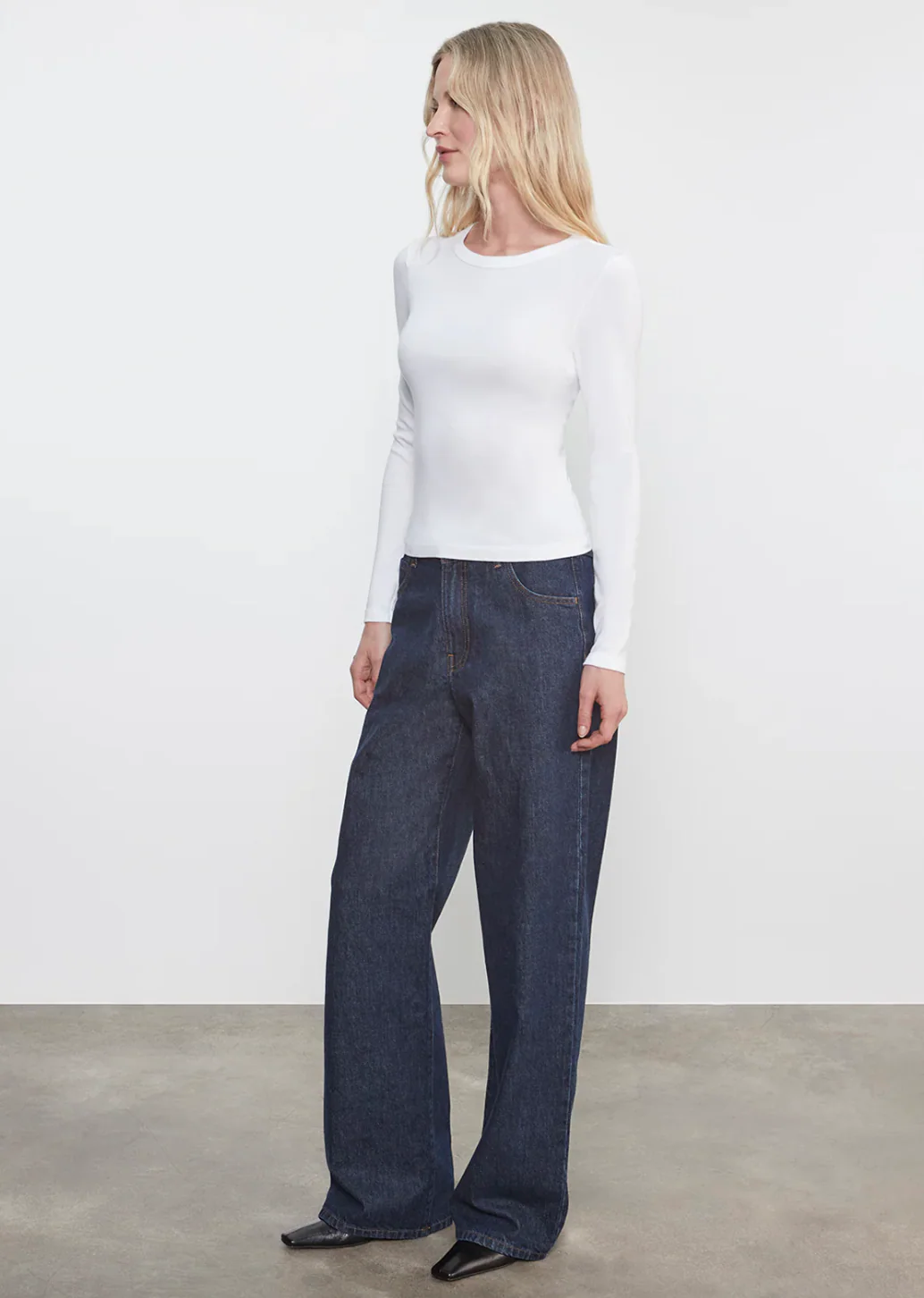 Supima Cotton Long Sleeve Tee in White - Image 2