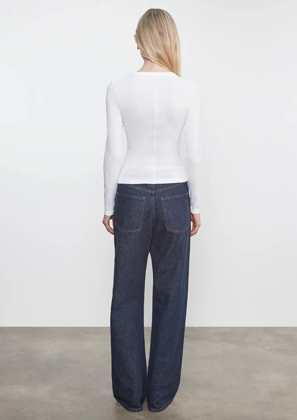 Supima Cotton Long Sleeve Tee in White - Image 3