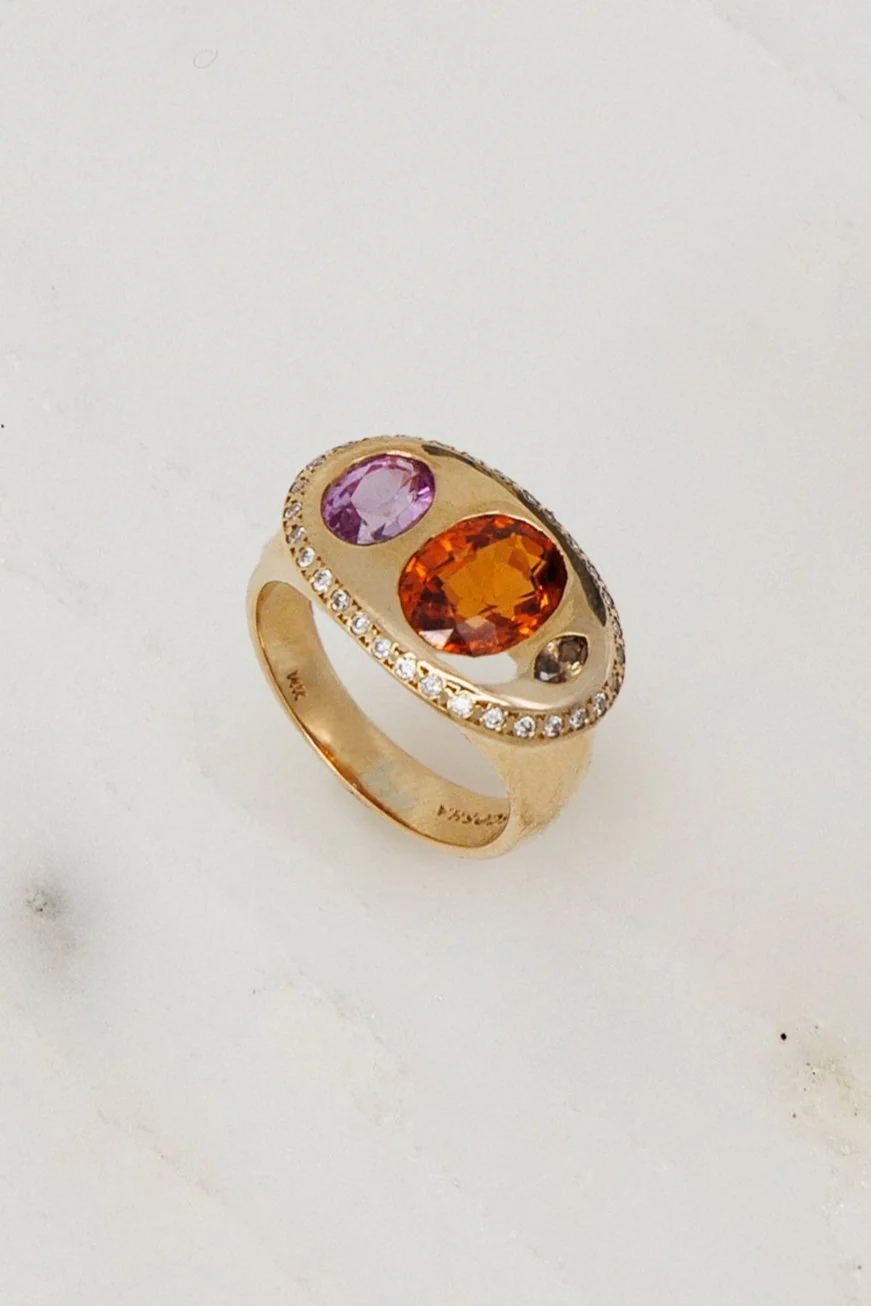 Nandi Ring with Orange Garnet and Tourmaline - Image 3