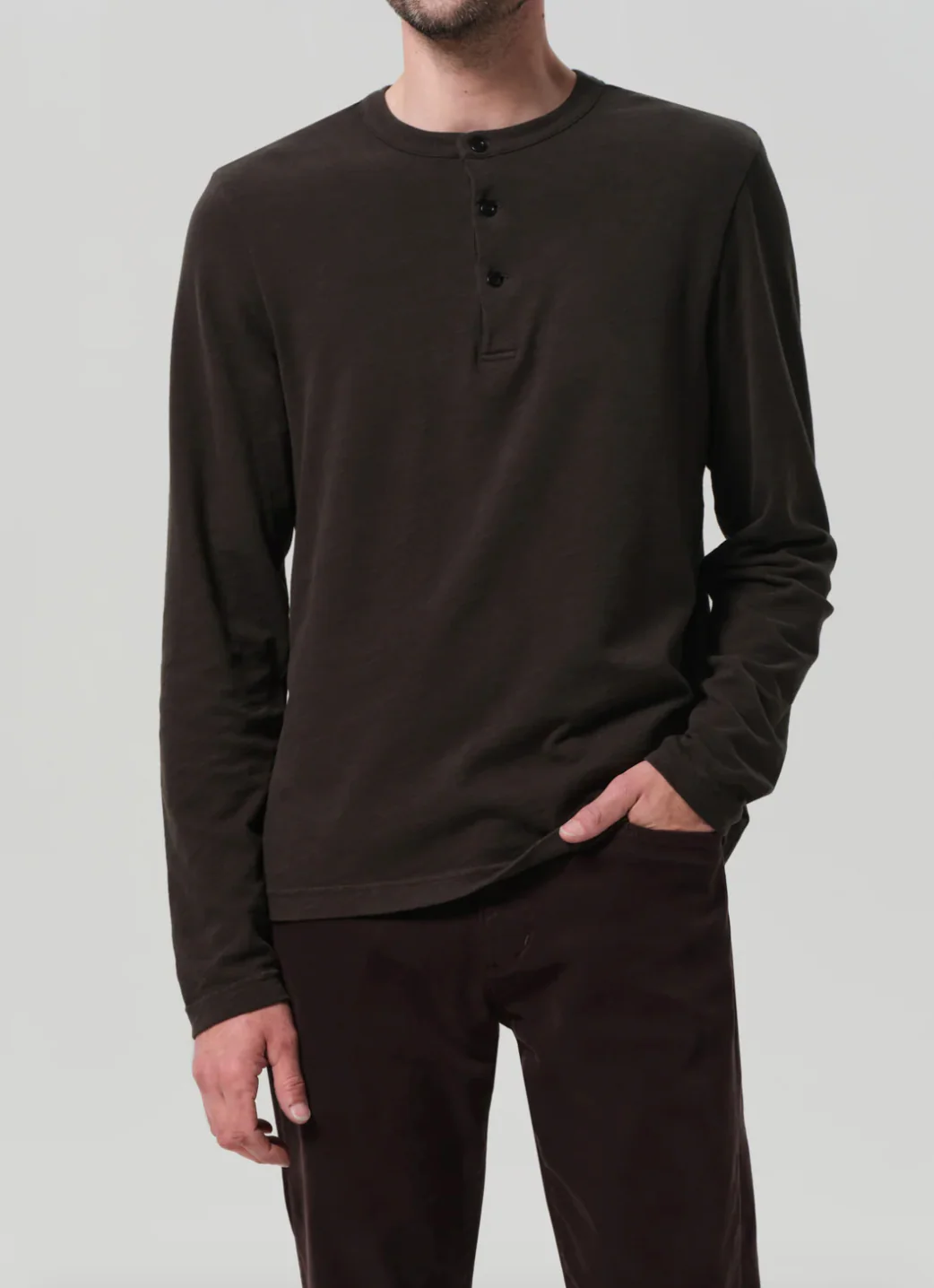 Three Button Henley in Forest - Image 2