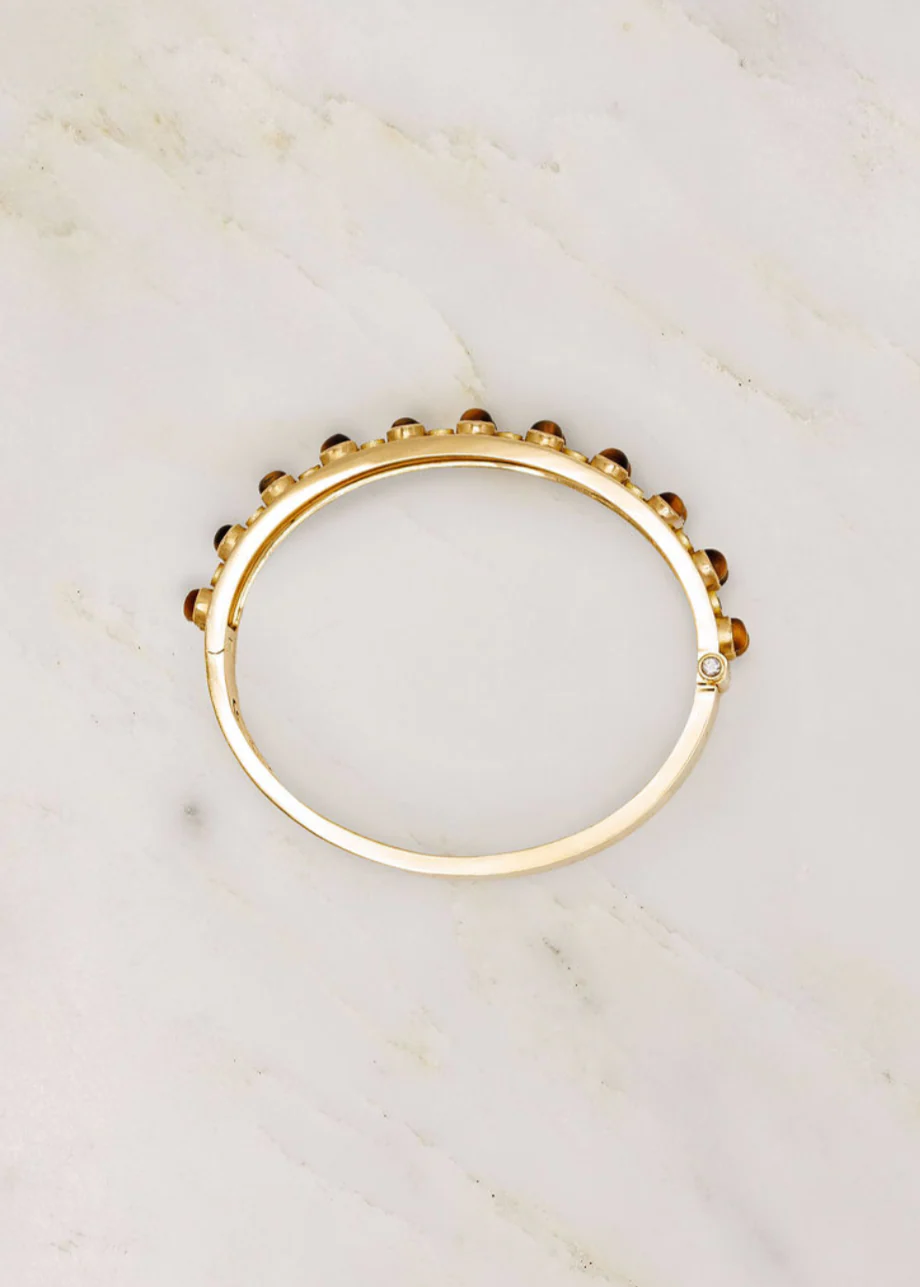 Trio Stone Cabachon Bangle with Tiger Eye - Image 3