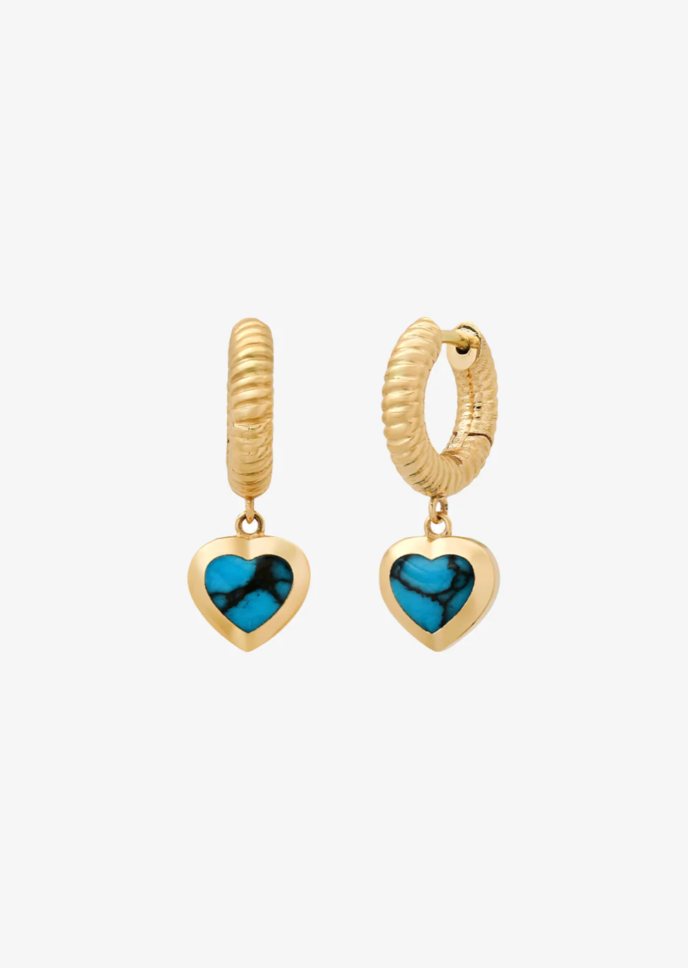 Turquoise Heart Rope Huggies