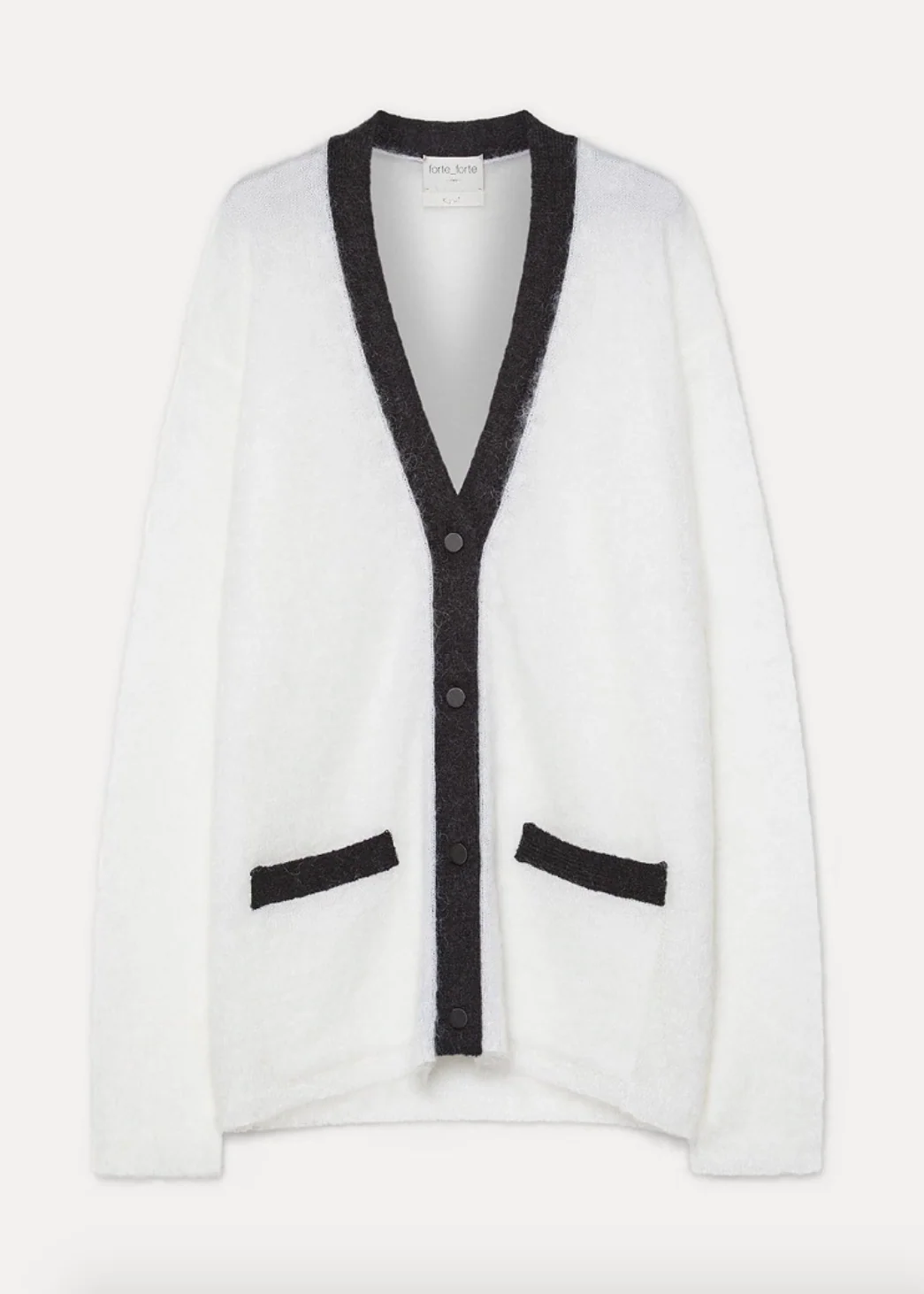 Two–Tone Cardigan in Brushed Mohair