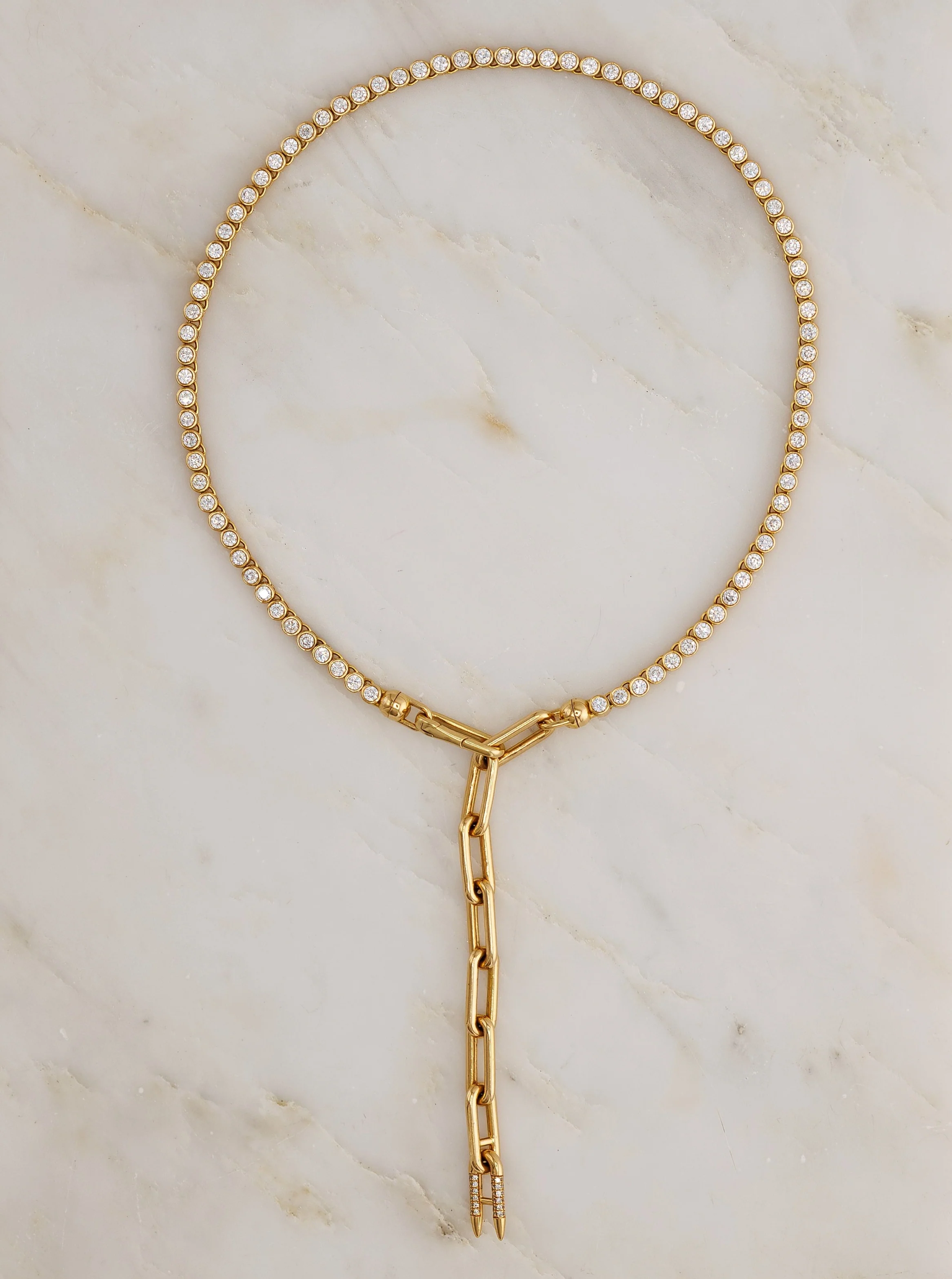 Heavy Metal White Diamond Tennis Necklace - Image 2