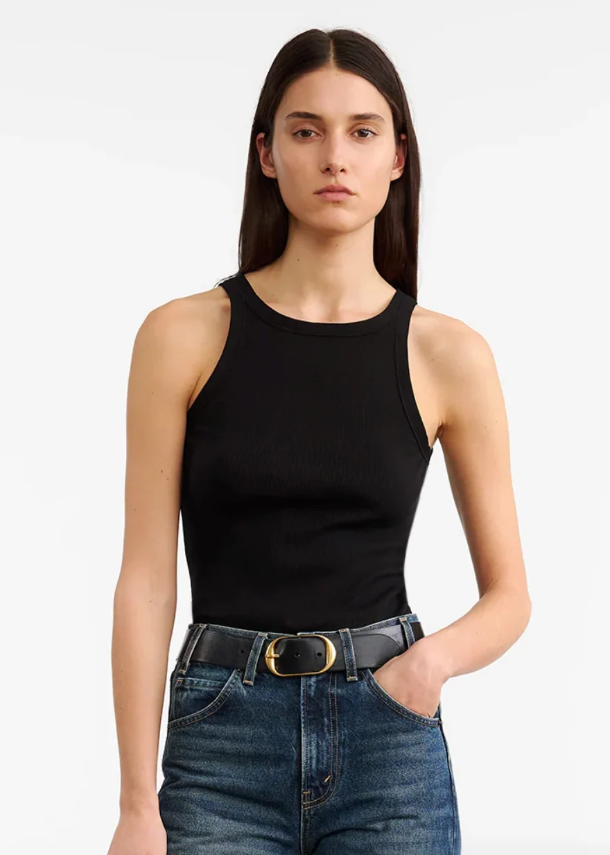 Jennifer Rib Tank in Jet Black - Image 2