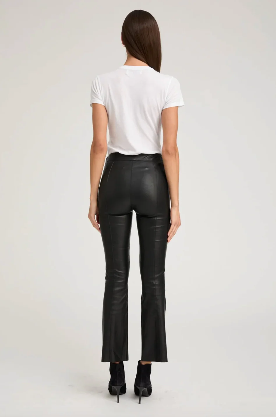 Ankle Flare Leather Pants with Princess Seams - Image 3